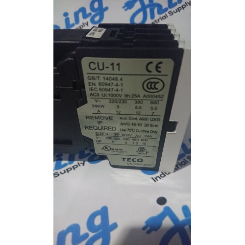 CU-11 4A Teco Magnetic Contactor, 3 phase, 220V coil, 50/60Hz, NC